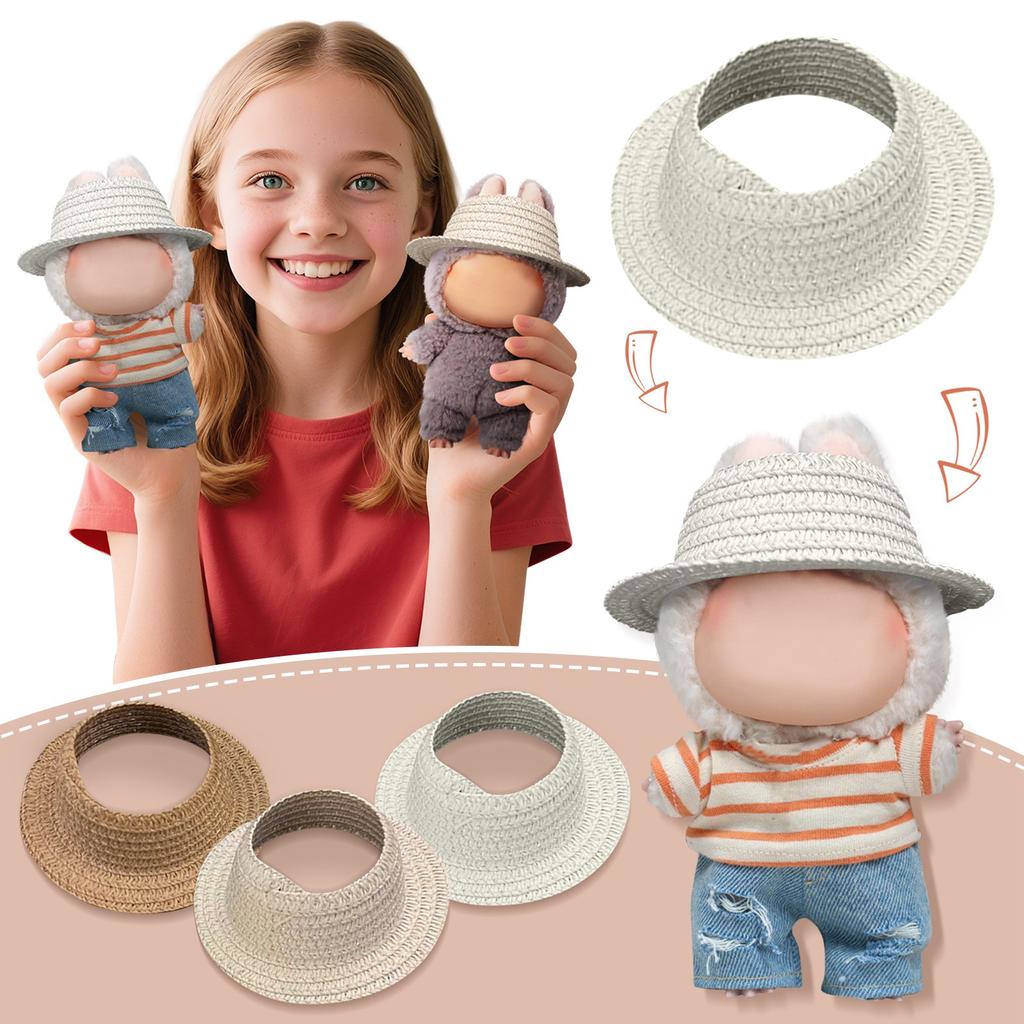 3packs Doll Accessories Headdress Leaky Ear Doll Hat Empty Top Peripheral Headgear Headband Strawing Hat Scarf Ring 10.5cm