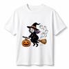 100 Cotton Short Sleeve Tshirt Cute Witch Broom Pumpkin Ghost Print Loose Crew Neck Tee Halloween Casual Party Top