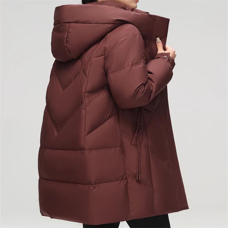 Xue Zhong Fei 2024 Winter Damen Midilange Daunenjacke mit Kapuze