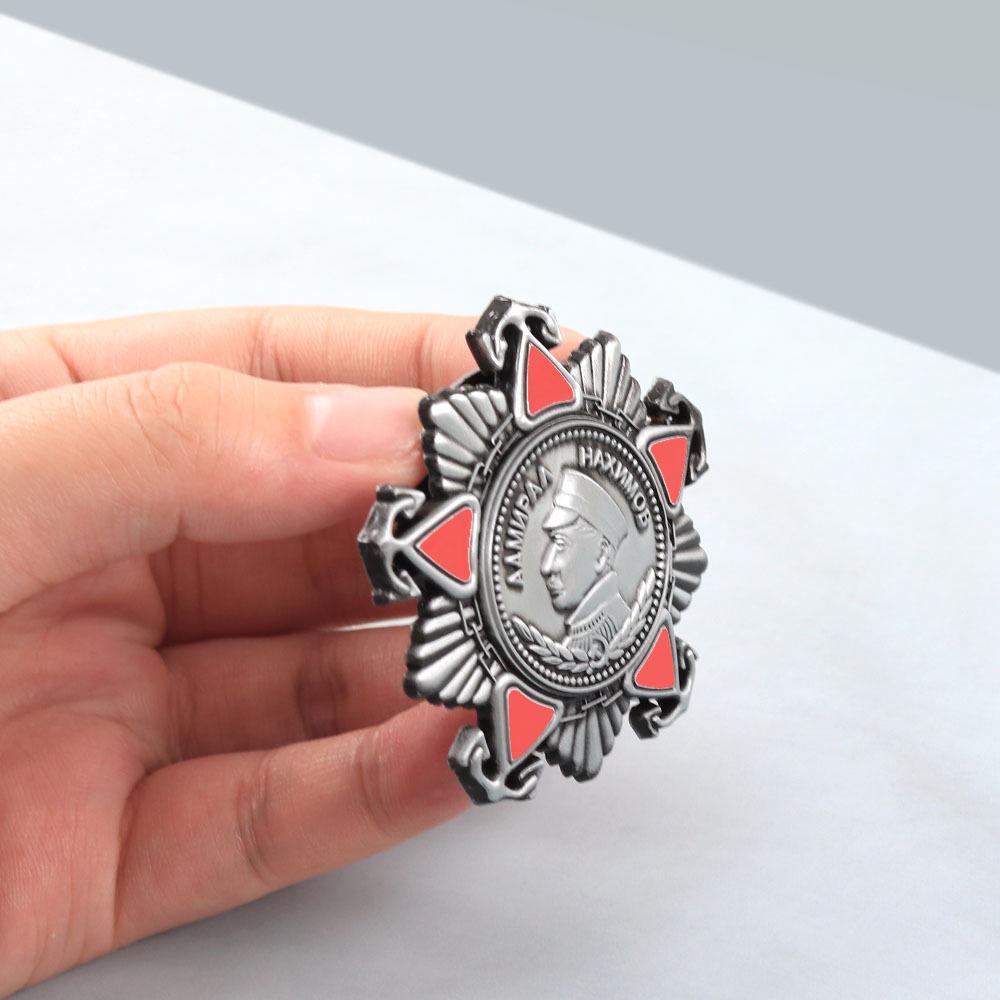 Nakhimov Medal Replica: Vintage Red Enamel Commemorative Badge Brooch Collection