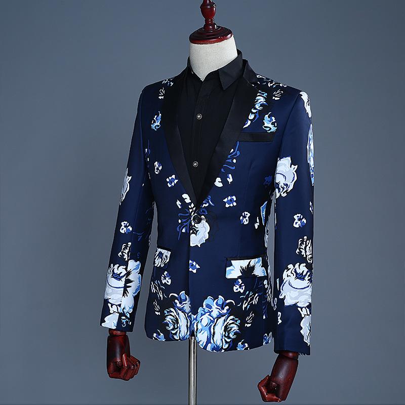 Coat Pant Blue Plant Printed Coat Buy Tide Men Navy Blue Floral
