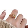 Elegant Zircon Flower Open Ring: Retro Court Style Women's Jewelry with High-End Luxury Design.