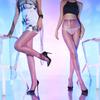 1D Ultra Thin Transparent One Line Close / Open Crotch Pantyhose Women Sexy Oil Shiny Silky Touch Tights Hot Pole Dance Clubwear