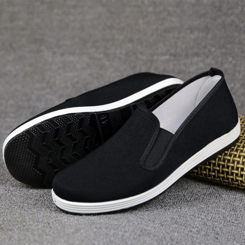 Cloth shoes men's army board lazy shoes non-slip beef tendon sole labor insurance shoes men's black cloth shoes