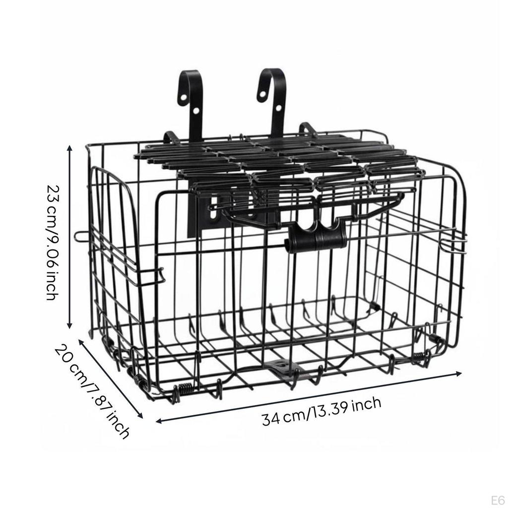 Front Bike Basket Reinforced Hook Design Black Normal