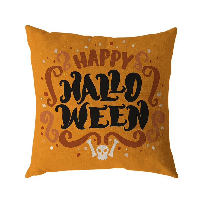 Funda de Almohada de Lino de Halloween Impresión Digital Decoración Festival de Halloween Almohada para Sofá