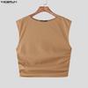 INCERUN Men Two Pieces Sleeveless Ruffled Tank Tops and Trousers Casual Pants Sets Outfits