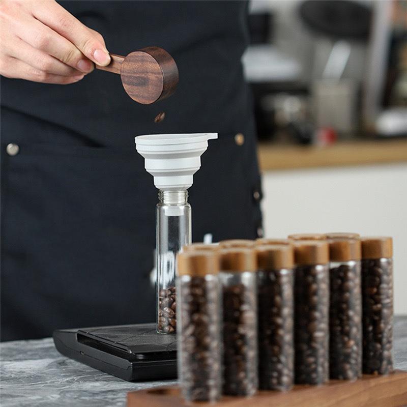 Wooden Holder Coffee Beans Storage Tube 12 Testing Single Dose Coffee Bean Glass Container Wooden Stand