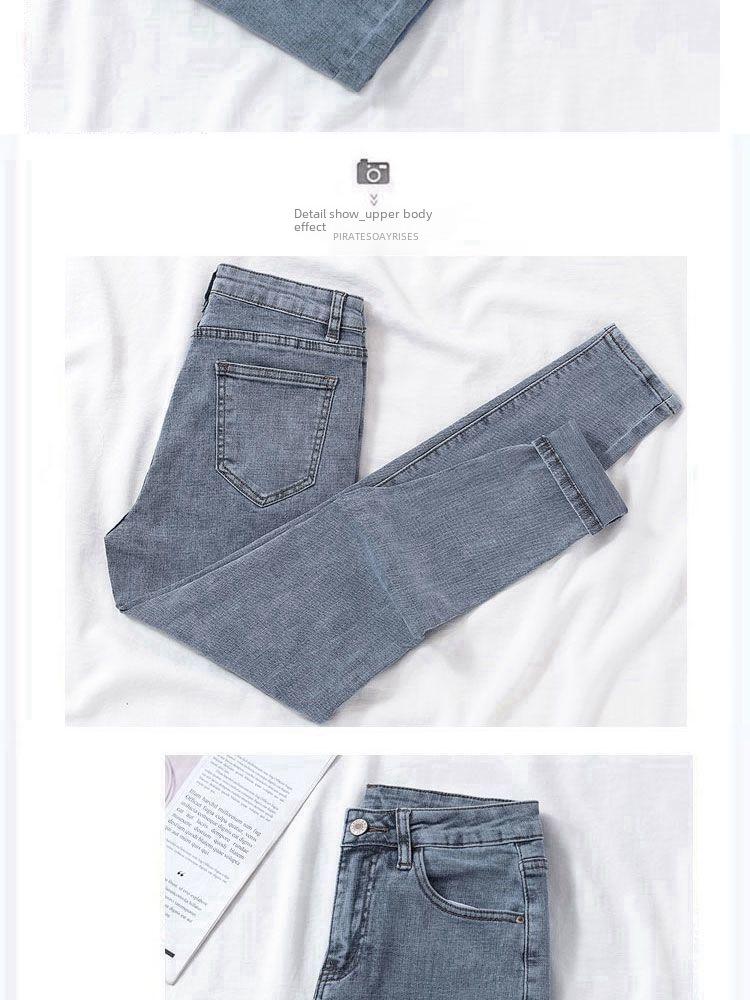 2023 Dámské Slim Džíny s Vysokým Pasem a Push-Up Efektem - Trendy Podzimní Tužkové Kalhoty Devítidélkové