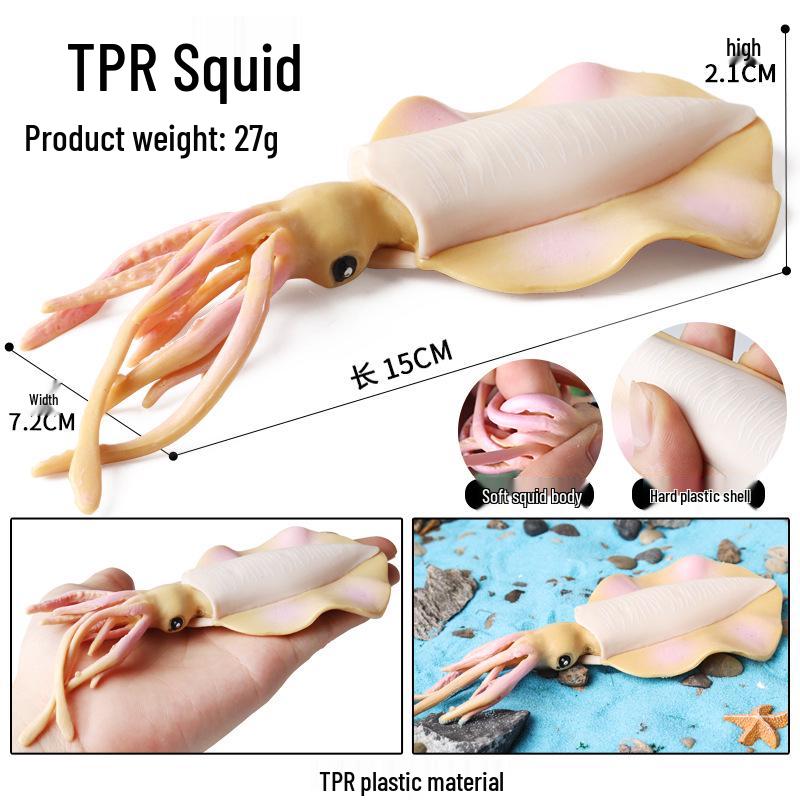 Kids' Marine Animal Model Stress Relief Toy Set: Pufferfish, Octopus, Crab, Shark, Dunkleosteus