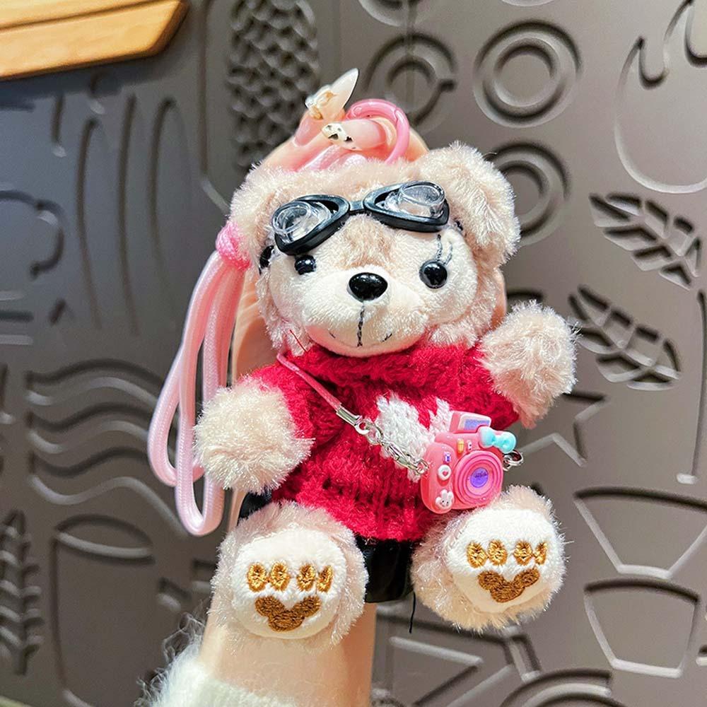 Bag Pendant Pilot Bear Keychain Stuffed Animal Plush Bear Dolls Decoration
