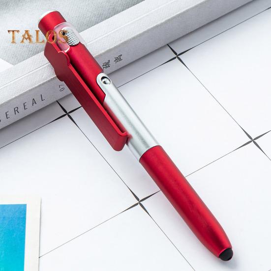 Penna a sfera 4 in 1 con stilo LED Supporto per telefono Scrittura fluida Penna a sfera ergonomica facile da impugnare