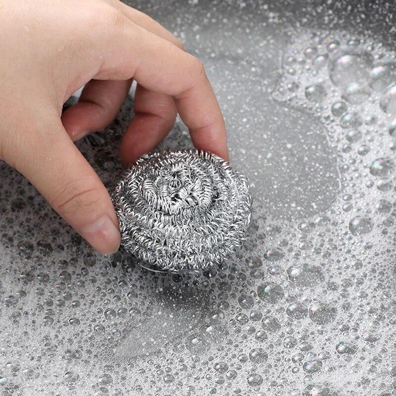 Stainless Steel Cleaning Ball Kitchen Pan Dish Steel Wool Scrubbers Home Kitchen Clean Supplies Accessories
