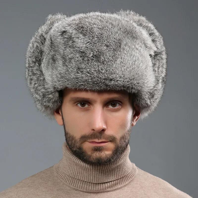 Ushanka Ski Hat Winter Russian Warm Ear Protectors Faux Fur Trapper Hats Men Cap Plush Aviation Bomber Hat