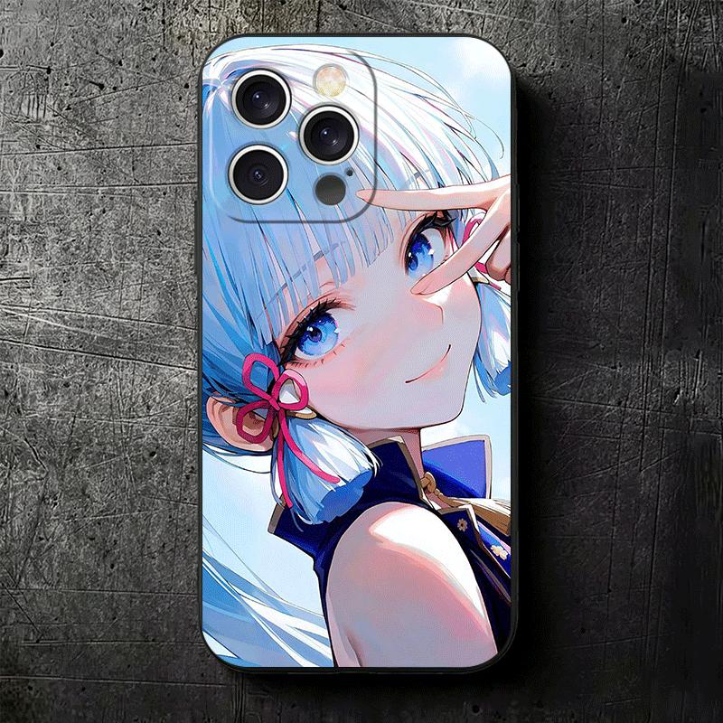 Genshin Impact Kamisato Ayaka Soft Phone Case for iPhone 16 16E 17 Air 15 Pro Max 14 Plus 13 Mini 11 12 7 Black Cover Back Shell