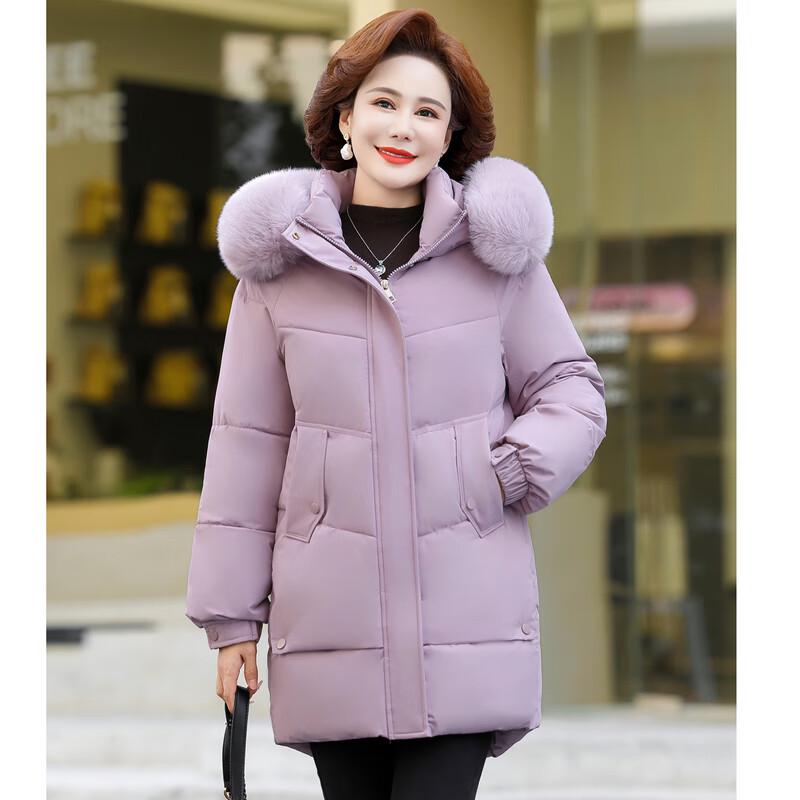 Yalu Mittellange Winter-Steppjacke mit Pelzkragen für Damen