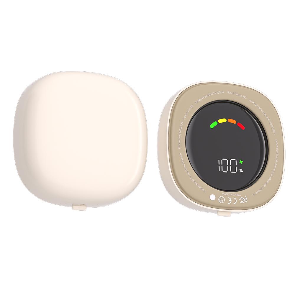 2-in-1 Electric Hand Warmer USB Rechargeable 4000mAh Power Bank Mini Handwarmer Double Side Heating for Home Office Use