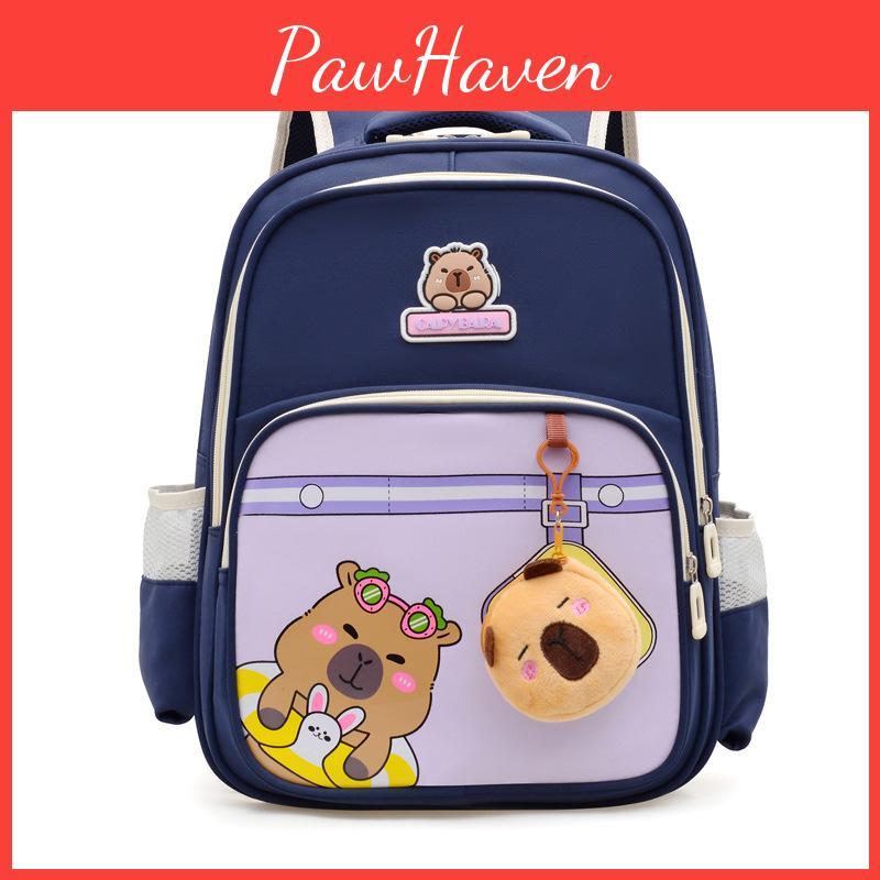 Childrens With Backpack Capybara Print Design And High Capacity For Daily School