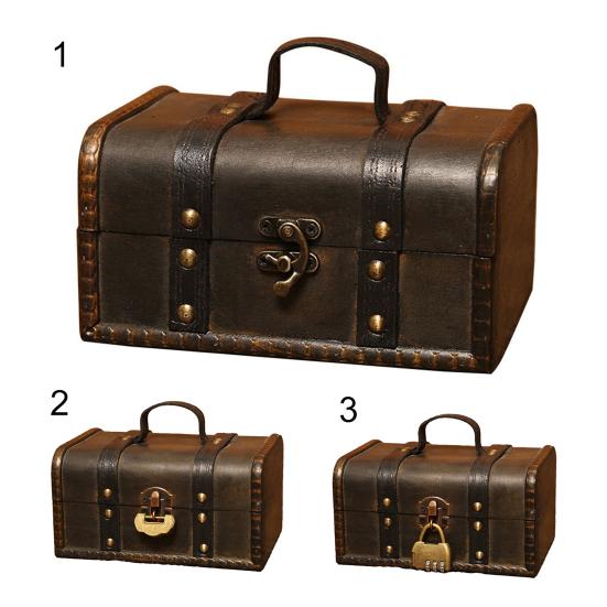 Wooden Organizer Retro Decorative Supplies Wood Vintage Pirate Treasure Chest for Photography
