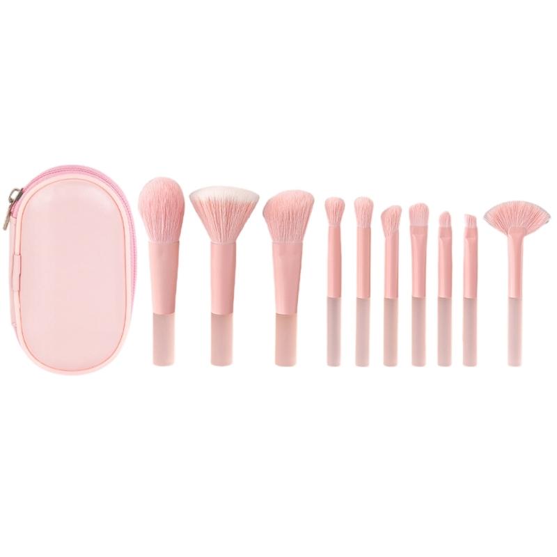 ELegant Makeup Brush Set 10pcs Professional Cosmetic Tools Multifunctional With Carrying Pouch For Beauty Enthusiasts