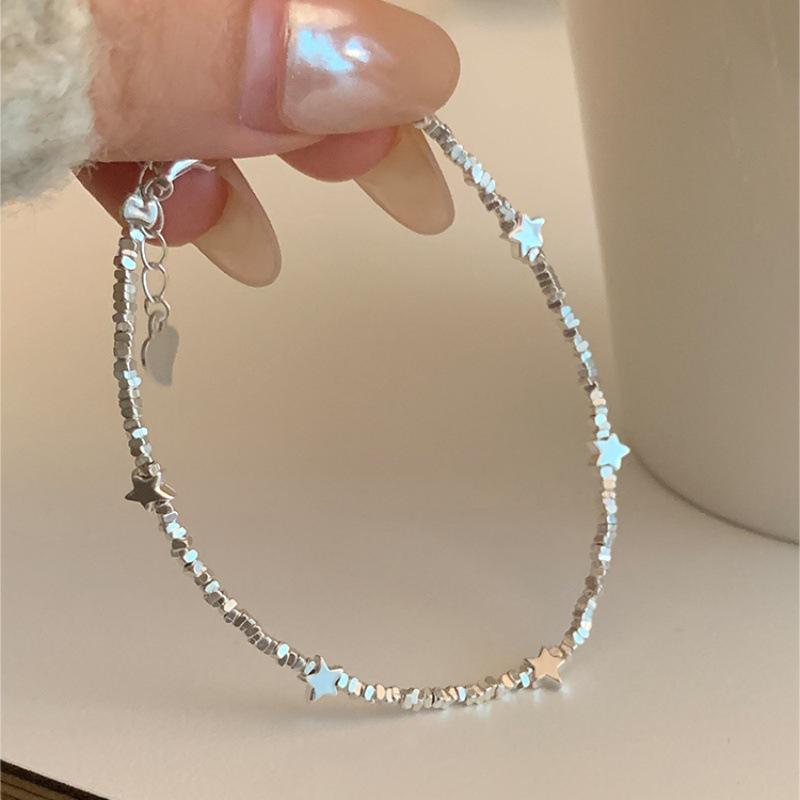 Exquisite Silver Flake Star Bracelet for Women - Layered Five-Pointed Star Design, Perfect Summer Jewelry Gift for Best Friend