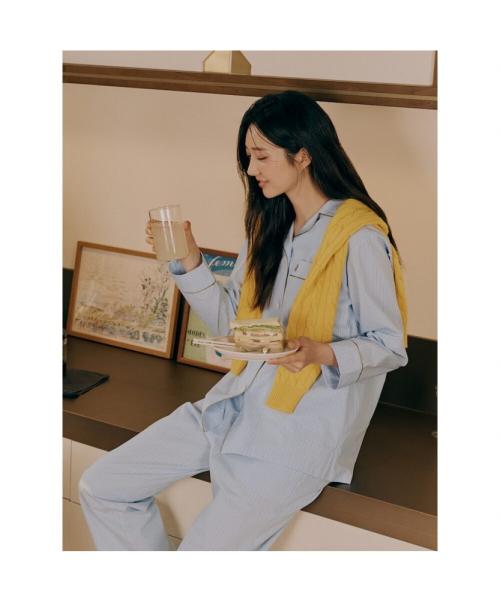 [Beanpole] Baumwoll-Streifen-Pyjama-SET [Versand aus Korea] 100% Original