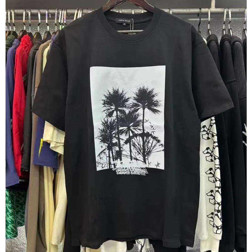 Purple Brand T Shirt Men Women Inset Crewneck Collar Regular Fit Cotton Print Tops US S-XL More Color