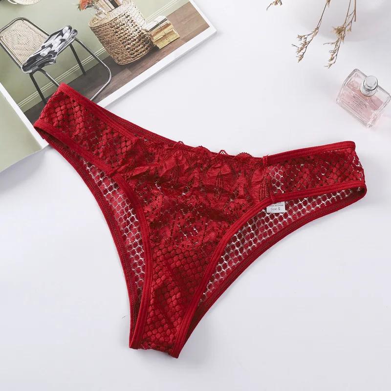 Sexy Sheer Lace Transparent Female Underwear Mesh Hook Briefs Low Waist Seamless Underpants Lingerie for Women Calzones Mujer