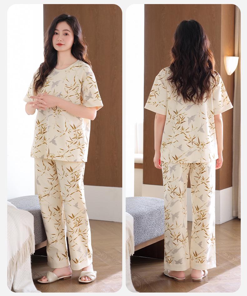 Women's Spring/Summer Short Sleeve Cotton Pajamas Set - Lightweight, Casual Style for Indoor/Outdoor Wear