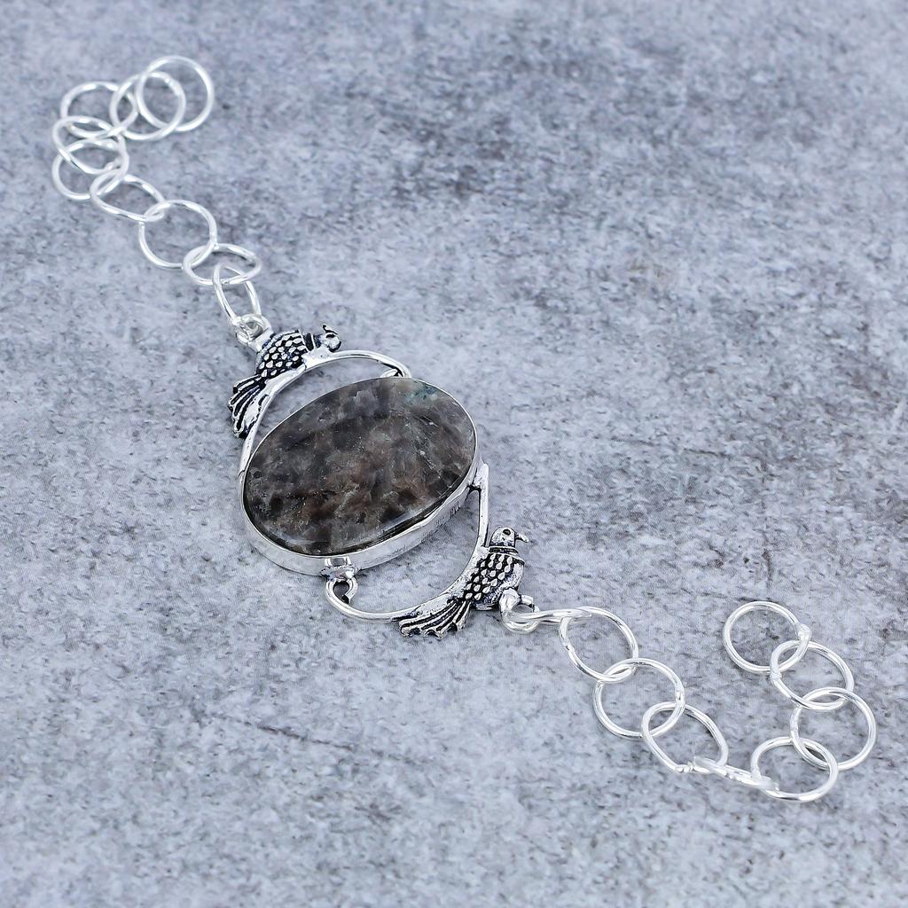 Sunstone In Lolite Gemstone Handmade 925 Sterling Silver Bracelet 7-8" M-2727