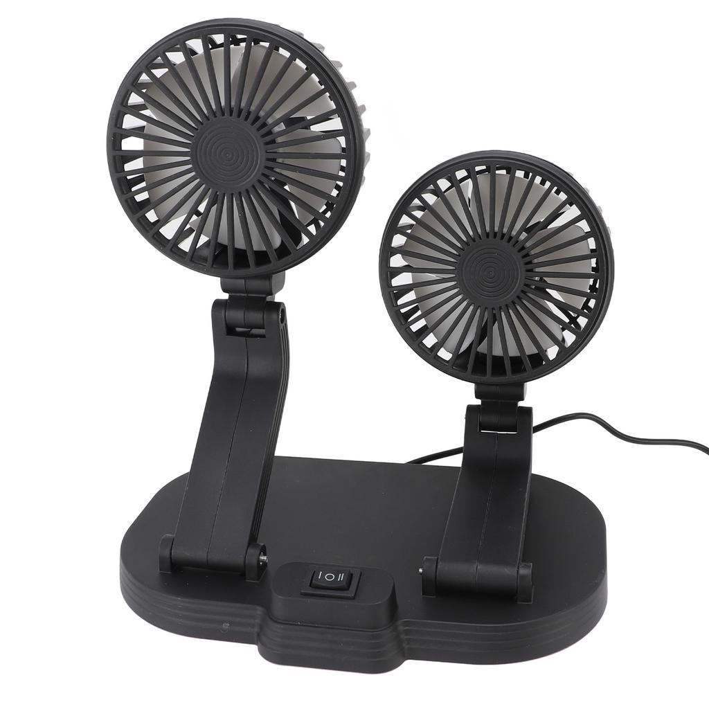 Dual Heads USB Fan for Car Dashboard Multi Speeds Quiet Portable Vehicle Cooling Fan for RV Truck