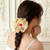 Korean Style Retro Plaid Scarf Hair Tie - Stylish Square Button Accessory for Women