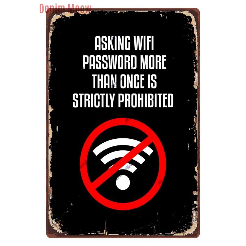 Vintage No Smoking Metal Plaque Free Wifi Tin Sign Public Bar Smoking Area Outdoor Decor Wall Decor WY