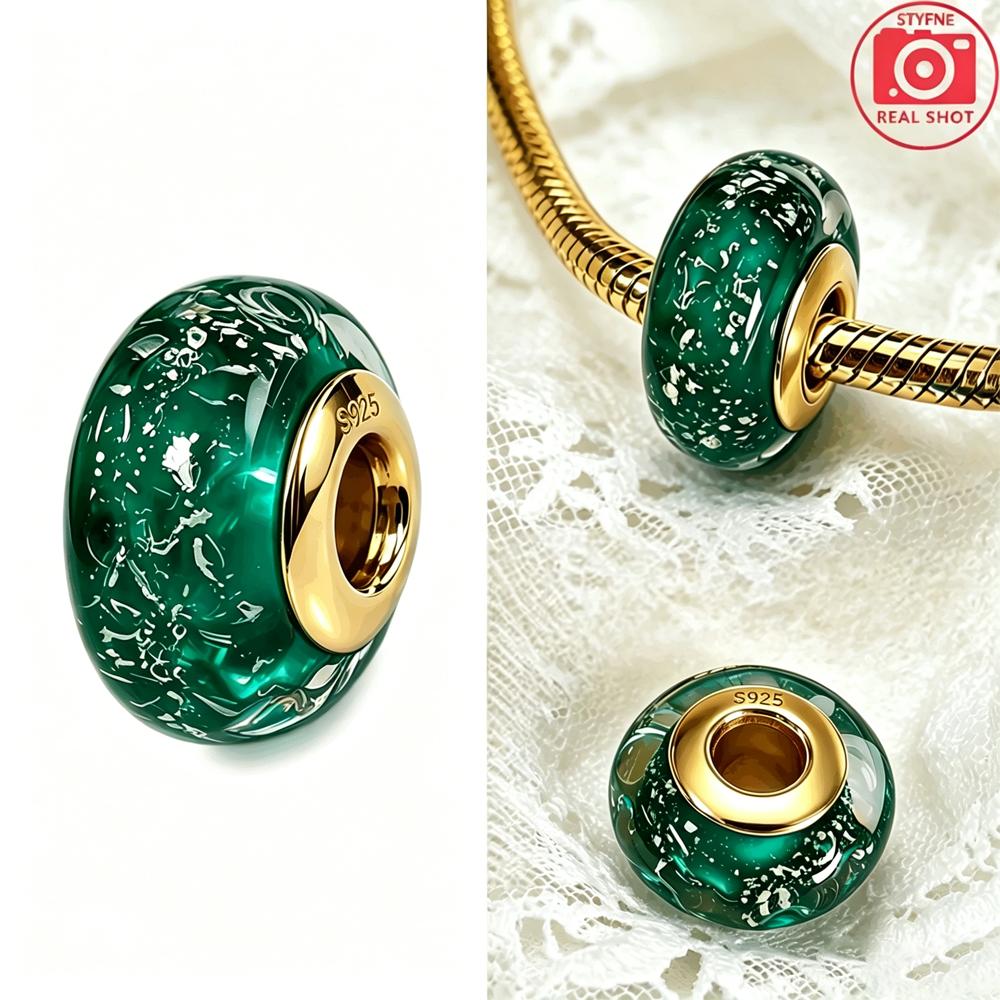 New Exquisite 925 Silver Colored Glass Beads Flowers Murano Bead Charms Fit DIY Bracelet Jewelry Fine Gift for Women