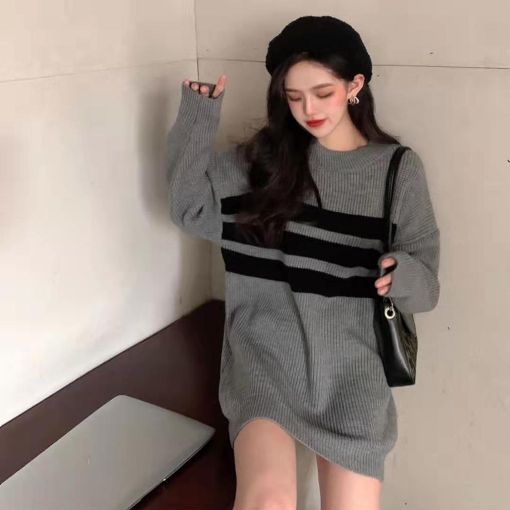 Medium and Long Sweater Loose Women Lazy Style New Spring and Autumn Wear Sweater Pullover Long Sleeve Top