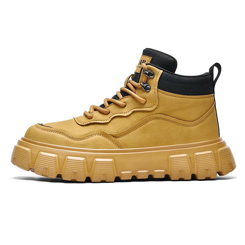 New Arrival Men s High-Top Thick Sole Luxury Leather Casual Boots 38 хаки