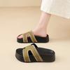 CRLAYDK Women's Platform Slippers Comfort Leather Slides Beach Summer Home Casual Open Toe Soft Walking Sandals