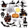Halloween Thick Gel Clings for Window Glass Miror Decoration Scary Gel Clings Decals for Spooky Hunted House Spider Bat Witch Pumpkin Sticker Party