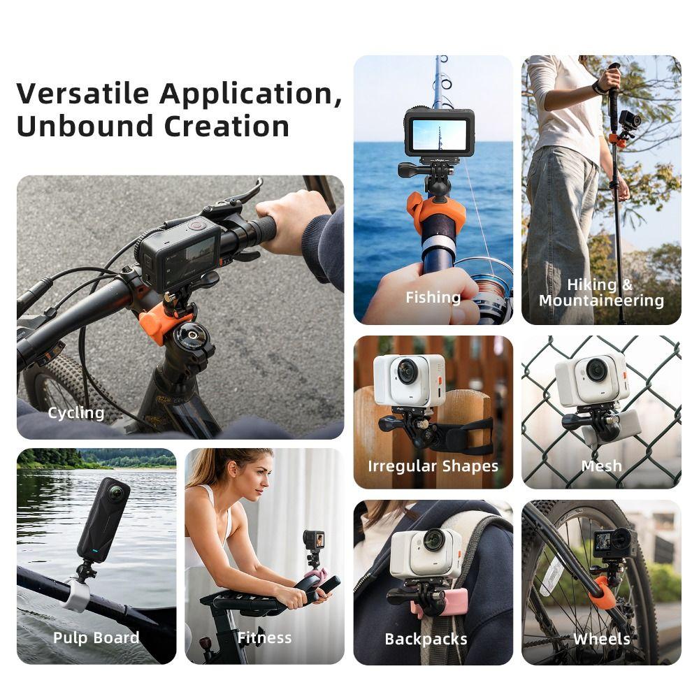 Silicone Action Camera Mount 360° Adjustable Rotatable Flexible Bracket Elastic Quick Release for Insta360/DJI Osmo/GoPro