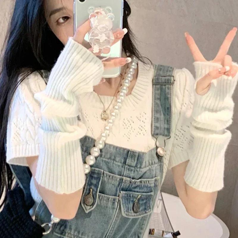 Lange fingerlose Handschuhe Damen Fäustlinge Winter Armwärmer Kawaii Gestrickte Ärmel Weiche Mädchen Anime Kleidung Punk Gothic Lolita Handschuhe