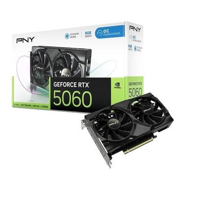 PNY - Grafická karta - GEFORCE RTX 5060 - 8GB - Přetaktovaná - Duální ventilátor - DLSS 4