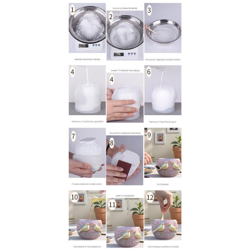 Silicone Birds Planter Craft Mold Suitable for Resin Jewelry Concrete Cement Crafting and Home Decorating Projects