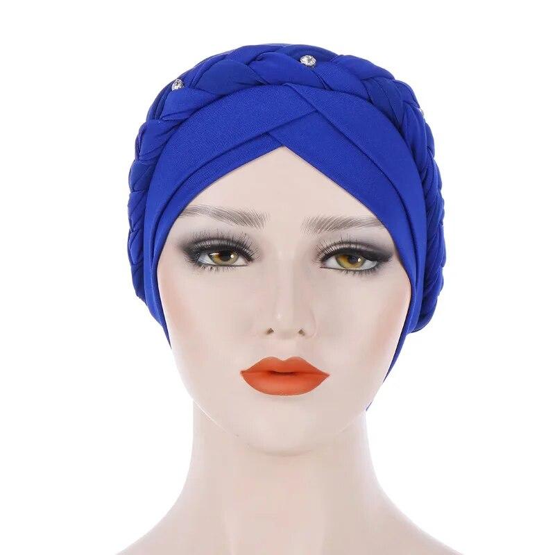 Diamonds Braid Turban Caps for Women Head Wraps