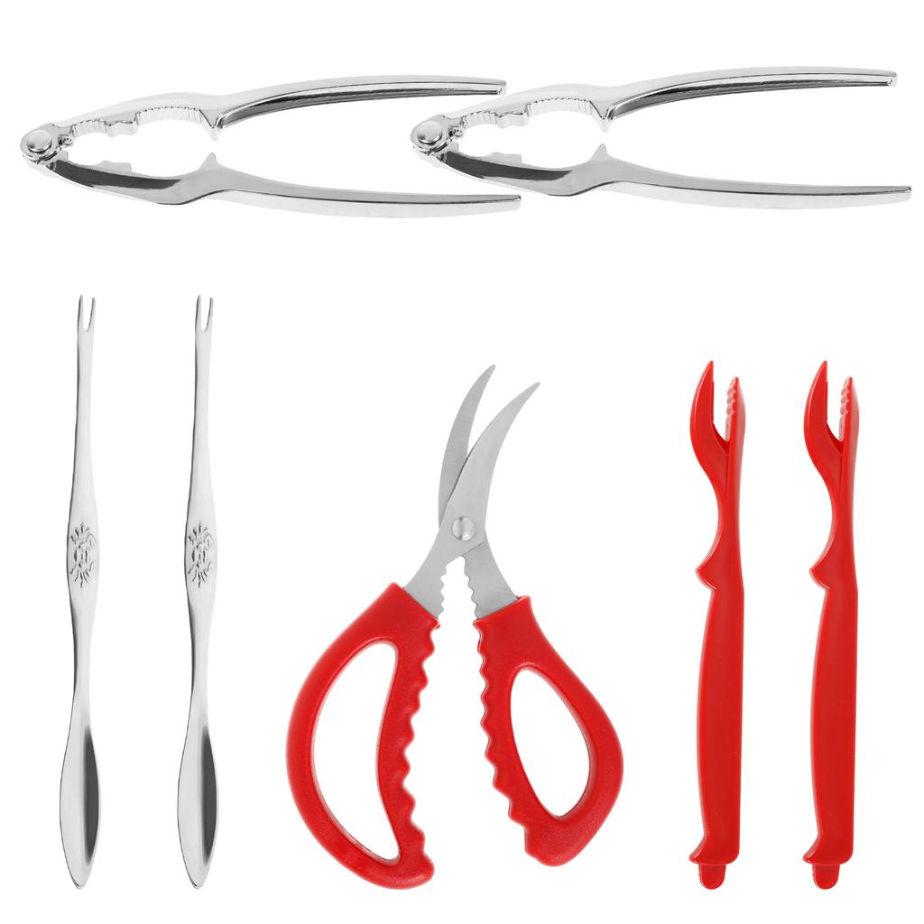7/9Pcs Crab Cracker Tool Set Stainless Steel Seafood Tools with Lobster Sheller Crab Leg Fork Seafood Forks Scissors for Kitchen