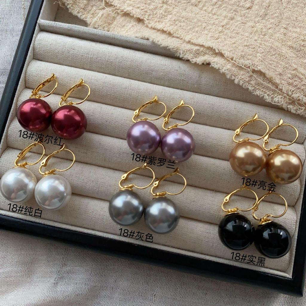 Classic Simple And Bright Pearl Ear Buckle Earrings, Commuting Simple Temperament Multi-Color Daily High-Grade Gentle Earrings