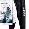 2 Adet/Takım Erkek Manzara Baskılı Eşofman Takımı Kapşonlu Bağcıklı Uzun Kollu Sweatshirt Elastik Bel Cepli Jogger Pantolon Takımı
