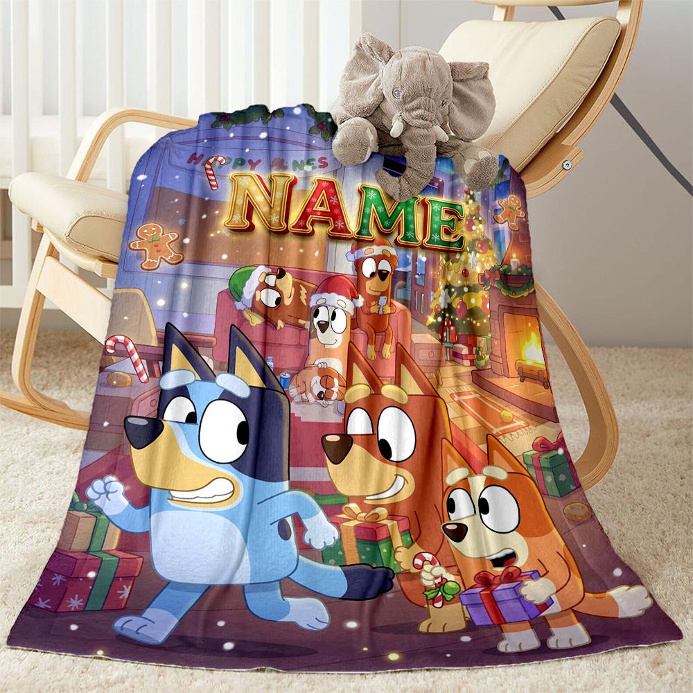 Christmas Adventure City Personalized Text Blanket Multi-purpose Personalized Blanket Soft & Cozy for Nap Picnics Office Chair Bedding