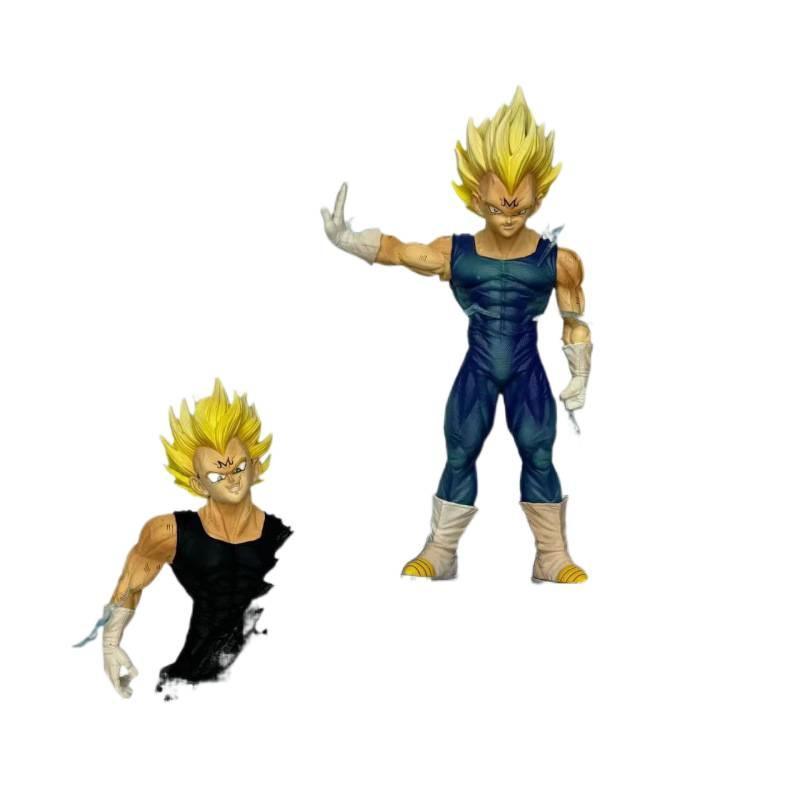 Dragon Ball Magical Vegeta Figure Double Head Carving Luminous Tabletop Ornament Saiyan Statue Toy Doll Gift