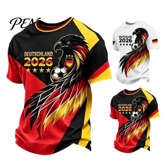 Breathable Sports T-shirt Men Soccer Fans T-shirt, German Team Football T-Shirt, 2026 World Sweat-wicking T-Shirt Tournament Cheer Tee, Stylish