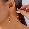 Christmas Crystal Beads Snowman Hoop Earrings For Women Colorful Zircon Xmas Tree Crutch Dangle Earring Holiday New Year Gifts